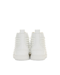 Christian Louboutin White Louis Spikes High Top Sneakers