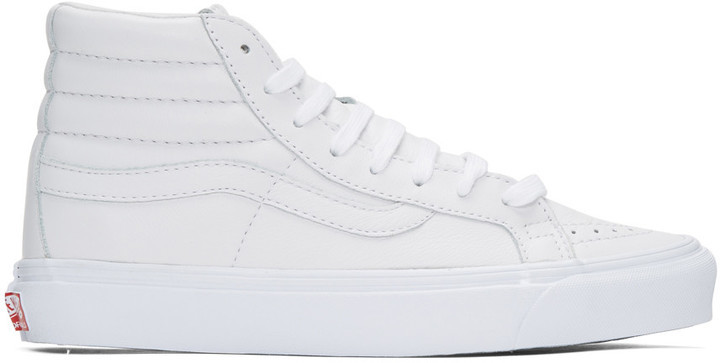 white leather high top vans