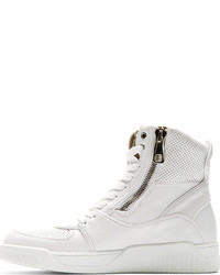 Dolce & Gabbana White Panelled Leather High Top Sneakers