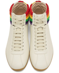 Gucci White Rainbow High Top Sneakers