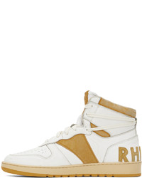 Rhude White Yellow Rhecess Sky Hi Sneakers