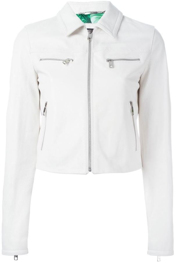 dolce gabbana white leather jacket