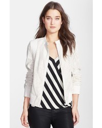Bebe Faux Leather Perforated Bomber Jacket