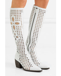 Chloé Rylee Cutout Woven Leather Knee Boots