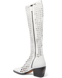Chloé Rylee Cutout Woven Leather Knee Boots