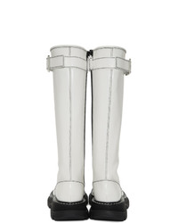 Alexander McQueen White Tread Lace Up Tall Boots