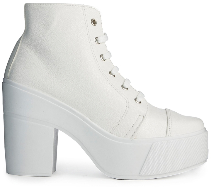 Things Lace Up Ankle Boots White 
