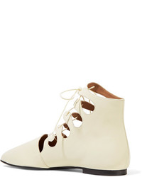 The Row Dimitri Lace Up Leather Ankle Boots Neutral