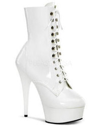 Pleasers 5 34 Inch Lace Up Platform Ankle Boot Side Zip Whitewhite
