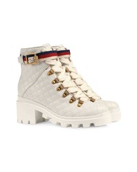 Gucci Quilted Leather Ankle Boot With Belt