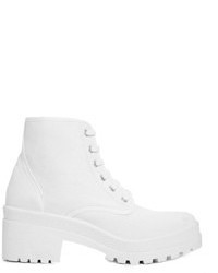 Asos Radiohead Ankle Boots White Canvas