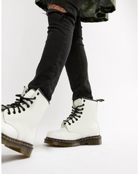 Dr. Martens 1460 White Leather Flat Ankle Boots