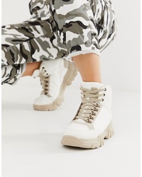 ASOS DESIGN Darkness Chunky Hiker Trainer Boots In Off White