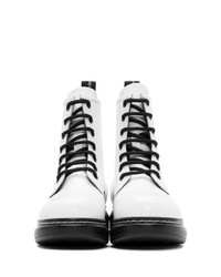 Alexander McQueen White Hybrid Lace Up Boots