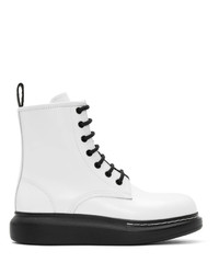 Alexander McQueen White Hybrid Lace Up Boots