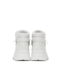 Prada White Leather Lace Up Boots