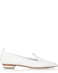 Nicholas Kirkwood Beya Leather Point Toe Flats White