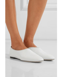The Row Cara Leather Loafers White