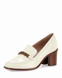 Tory Burch Gemini Link Patent 65mm Loafer New Ivory