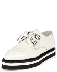 Alexander McQueen Leather Lace Up Loafer Ivory
