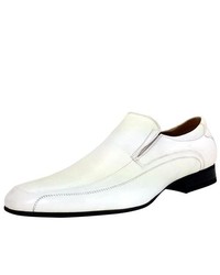 Majestic Slip On White Loafers Rounded Toe