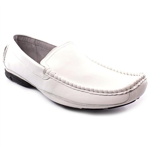 White Leather Loafers: Steve Madden P Traxx 1 White Moc Leather ...