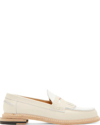 Band Of Outsiders White Fringe Penny Loafers