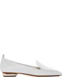 Nicholas Kirkwood White Grained Leather Pointed Loafers