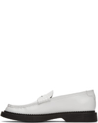 Saint Laurent White Teddy Penny Loafers