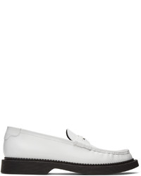 Saint Laurent White Teddy Penny Loafers