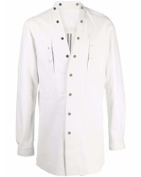 White Leather Long Sleeve Shirt