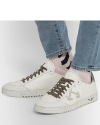 Off-White 20 Glittered Textured Leather Sneakers