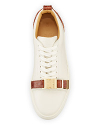 Buscemi 50mm Low Top Sneaker With Croc Embossed Leather Details Off White Peanut