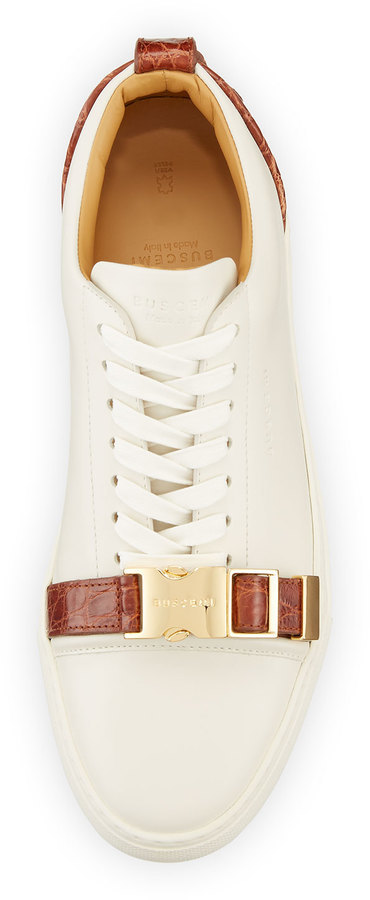 Buscemi 50mm Low Top Sneaker With Croc Embossed Leather Details