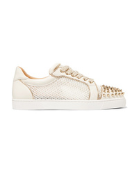 Christian Louboutin Ac Vieira Spike Leather And Mesh Sneakers