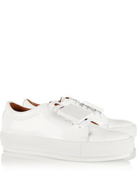 Acne Studios Adriana Plaque Detailed Patent Leather Sneakers White