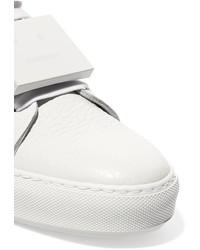 Acne Studios Adriana Plaque Detailed Textured Leather Sneakers White