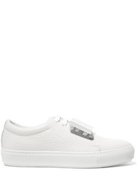 Acne Studios Adriana Plaque Detailed Textured Leather Sneakers White