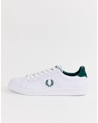 Fred Perry B721 Leather Trainers In Whitegreen