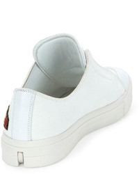 Alexander McQueen Badges Leather Low Top Sneaker White