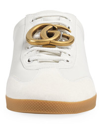 Gucci Bambi Gg Leather Low Top Sneakers White