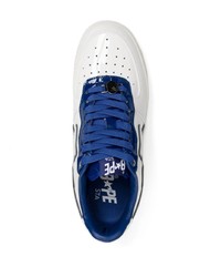 A Bathing Ape Bape White Navy Patent Leather Sneakers