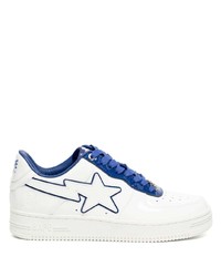 A Bathing Ape Bape White Navy Patent Leather Sneakers