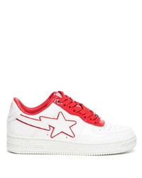 A Bathing Ape Bape White Red Patent Leather Sneakers