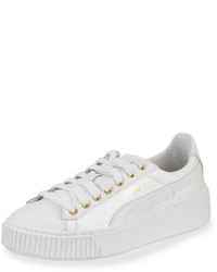 Puma Basket Pearlized Leather Low Top Sneaker