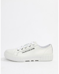 Women's White Leather Low Top Sneakers 