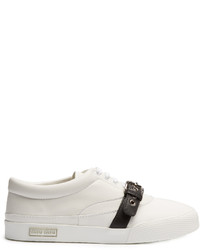 Miu Miu Buckle Strap Low Top Leather Trainers