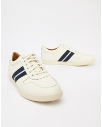 Polo Ralph Lauren Camilo Leather Trainers With Navy Web Stripe In White
