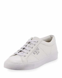 Tory Burch Chace Leather Low Top Sneaker Whitesilver