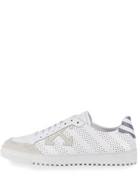 Off-White Co Virgil Abloh Perforated Leather Suede Low Top Sneaker White